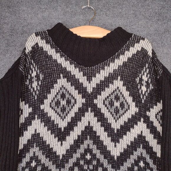 Vintage Carriage Court Womens Sweater Size Large Black White Diamond Geometric - Picture 7 of 11